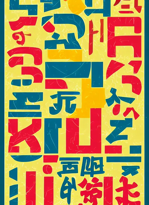 Image similar to poster design with bright and colourful vintage typographic Japanese katakana, layout design, illustrator vector graphics