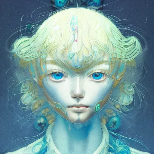 Image similar to prompt : portrait soft light painted by james jean and katsuhiro otomo, magical eyes, inspired by evangeleon anime, smooth face feature, intricate oil painting, high detail illustration, sharp high detail, manga and anime 1 9 9 0