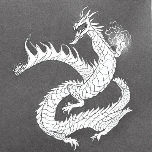 Image similar to “fire breathing dragon, Anamorphic Drawing”