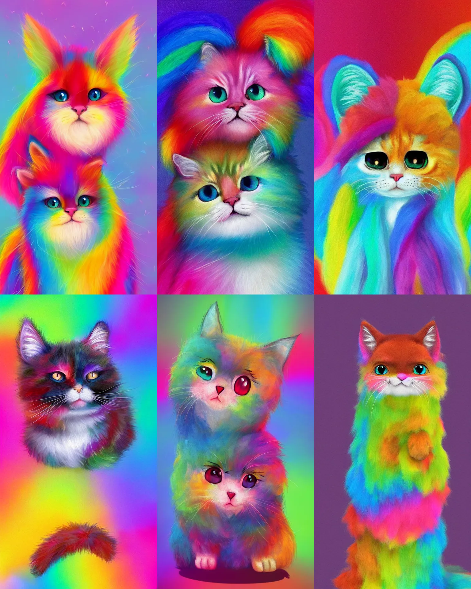 Prompt: cute and funny, rainbow fluffy cat by Rosina Wachtmeister, trend on artstation, vikiart, hyper reailstic, ultra detailed, cinematic