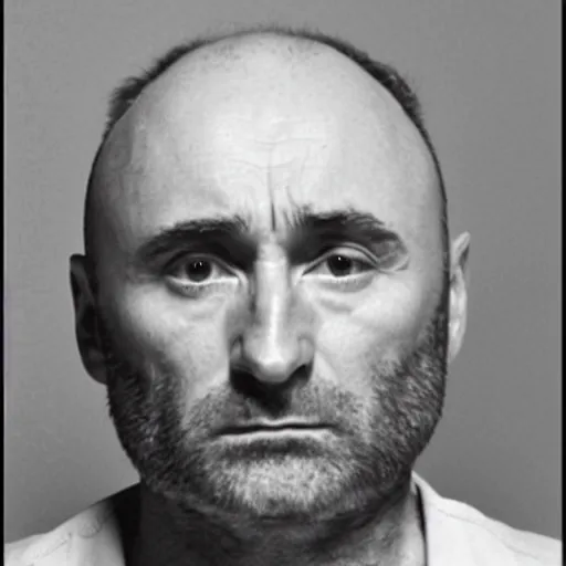 Image similar to mugshot photo of Phil Collins