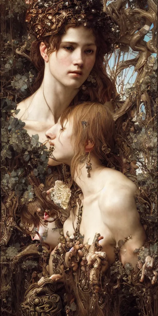 Image similar to masterpiece veracious pertinence salve Reginae, masterpiece by Edgar Maxence and Ross Tran and Michael Whelan and Caravaggio artistic, intricate drawing, realistic fantasy, extremely detailed and beautiful aesthetic celtic face, establishing shot, 8k resolution, dramatic lighting,