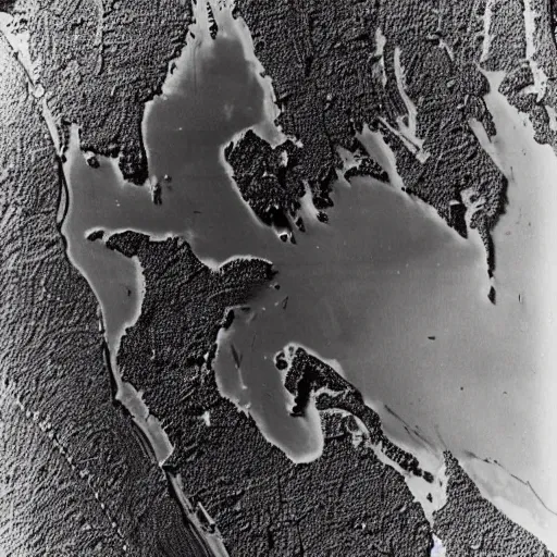 Image similar to a 1967 top secret government satellite photograph of the Great Lakes of the US filled with pizza sauce