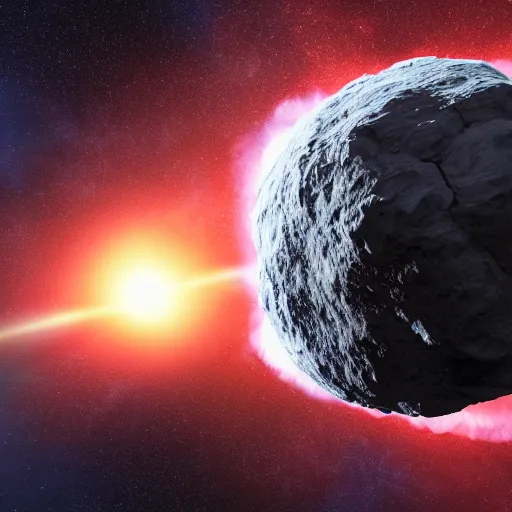 Image similar to A cinematic film still of an asteroid crashing into Earth 4k