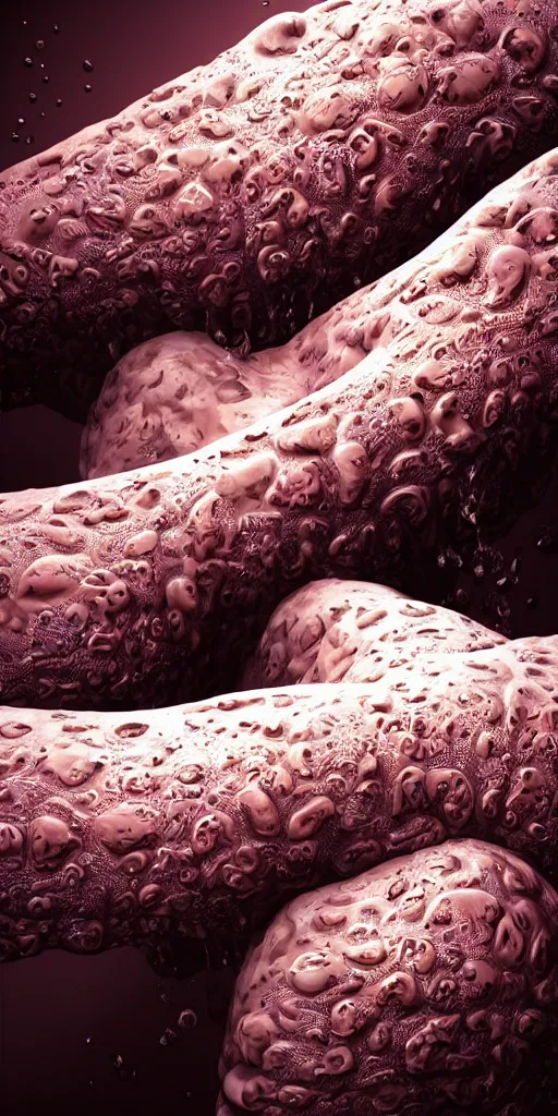 Image similar to beautiful human bodies intertwined, 3 d fractals, mandelbulb, dripping wet, skin, highly detailed, hyperrealism, cinematic