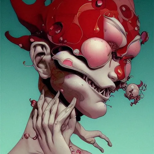 Image similar to prompt : woman devil soft light painted by james jean and katsuhiro otomo and erik jones, inspired by akira anime, smooth face feature, intricate oil painting, high detail illustration, sharp high detail, manga and anime 1 9 9 9