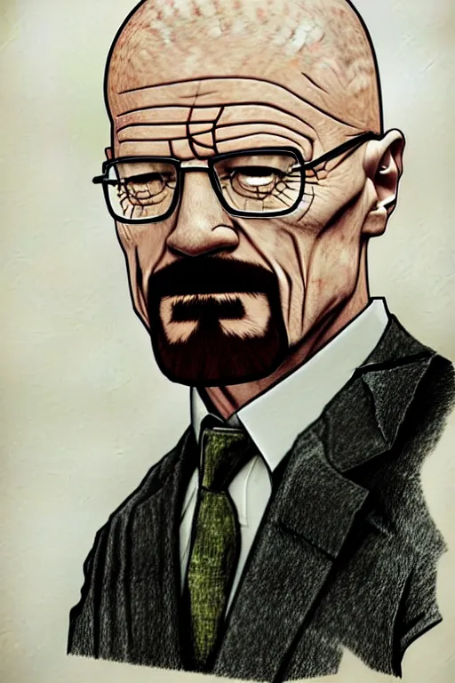 Prompt: walter white, as drawn by harry lucey, highly detailed,
