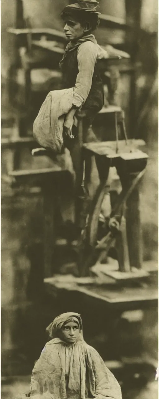 Image similar to famous photography Lewis Hine’s famous image Cotton Mill Girl, 1908