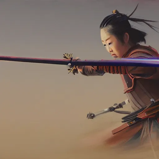 Prompt: painting of a samurai holding a lightsaber, katana, field of grass, star wars, jedi, fenghua zhong, ruan jia, jeremy lipking, peter mohrbacher, laser, ralph mcquarrie, sword, lightsaber katana, sekiro