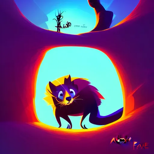 Image similar to curved perspective, extreme narrow, extreme fisheye, digital art of a marten animal cartoon character by anton fadeev from nightmare before christmas