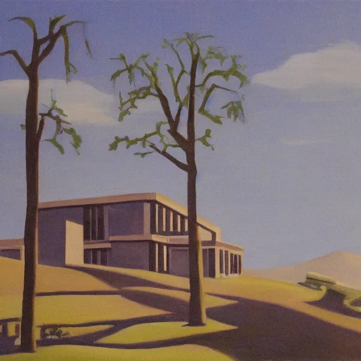 Prompt: a building in a serene landscape, art deco