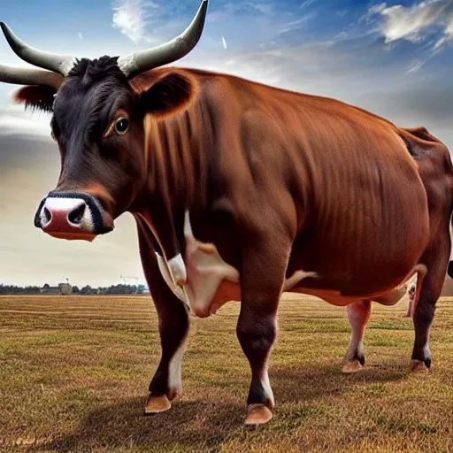 Image similar to a highly detailed ultra realistic photograph of a cow that is an airplane pilot