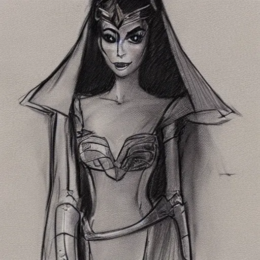 Image similar to milt kahl sketch of victoria justice as princess padme from star wars episode 3