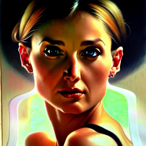 Image similar to close up face of a extremely beautiful bond female vam pire portrait, Masterpiece, oil on canvas, artgerm, norman rockwell, craig mulins, trending on pxiv,