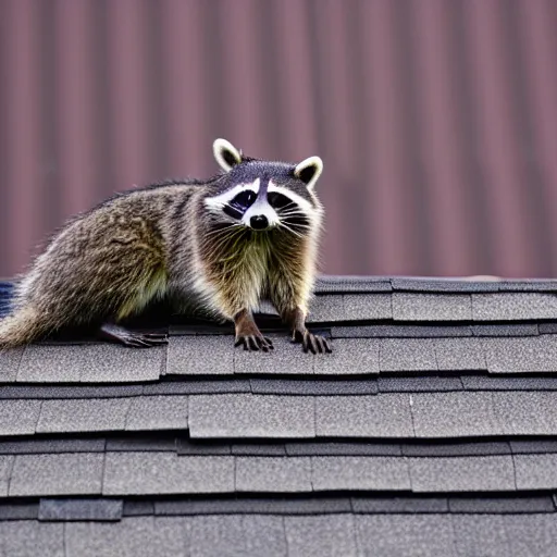 Image similar to raccoon on roof, morning light, backlit,