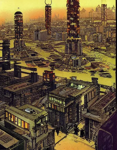 Prompt: comic book page, solarpunk utopia, by Francois Schuiten