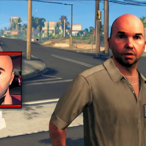 Prompt: Karl Pilkington in GTA V