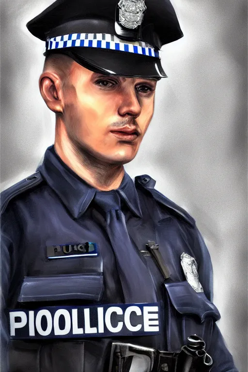 Image similar to police officer, greater manchester police, highly detailed, digital art, sharp focus, trending on art station