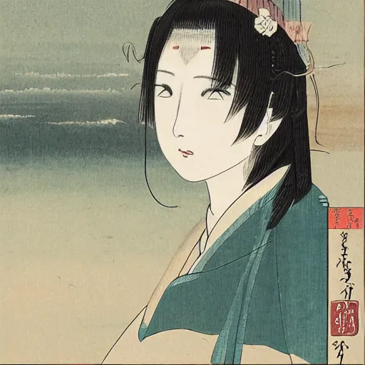 Prompt: a portrait of a character in a scenic environment by nagasawa rosetsu