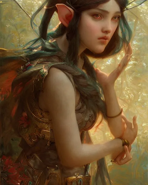 Prompt: a beautiful elf princess by Edgar Maxence and Ross Tran