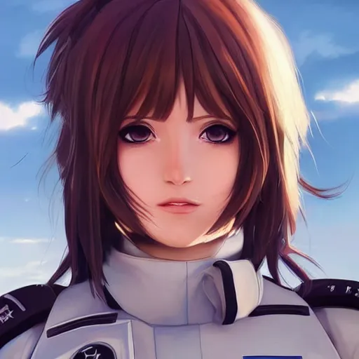 Image similar to portrait anime combat pilot girl, cute - fine - face, pretty face, realistic shaded perfect face, fine details. anime. realistic shaded lighting by ilya kuvshinov giuseppe dangelico pino and michael garmash and rob rey, iamag premiere, aaaa achievement collection, elegant, fabulous, eyes open in wonder