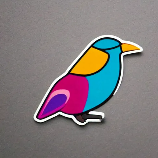 Image similar to colorful multicolored bird, sticker illustration