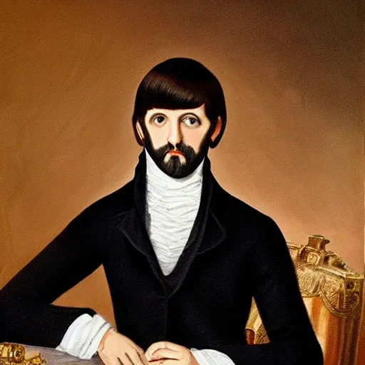 Image similar to regency era painting of a young beardless moptop ringo starr