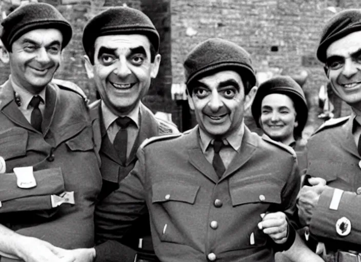 Image similar to mr bean in bbc's dad's army, 1 9 6 7