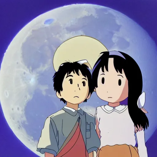 Image similar to looking at the moon, Studio Ghibli