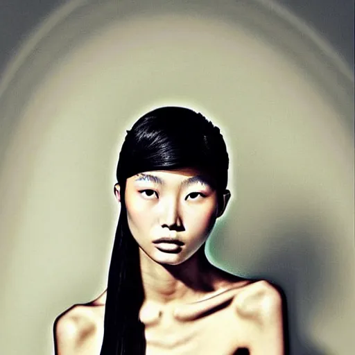 Image similar to photo portrait of beautiful 2 0 - year - old asian woman by'inez and vinoodh ','models. com ', elegant, luxury, masterpiece