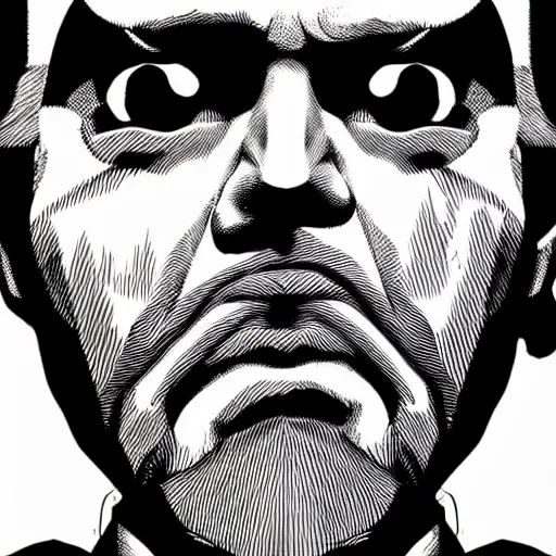 Image similar to Ben Bernanke looking sinister, by Tsutomu Nihei, highly detailed