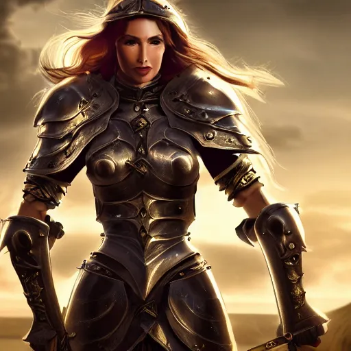 Prompt: a medieval fantasy warrior woman paladin, pretty face, wearing armor, holding a sword in front of her with long white radiant hair, excellent lighting and clear imagine, 4 k, cinematic, perfect face