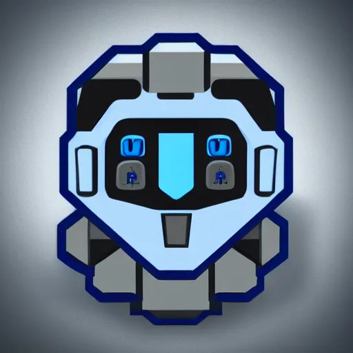 Image similar to a vectorized, 3 d, blue - grey gear, robot icon, depth, shading