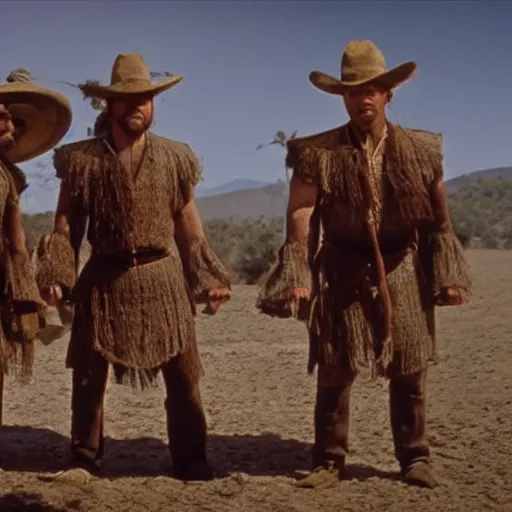 Prompt: the three amigos hire a fourth amigo, high detailed, cinematic, photorealistic, movie still,