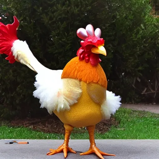 Image similar to a funky chicken dances the cha - cha