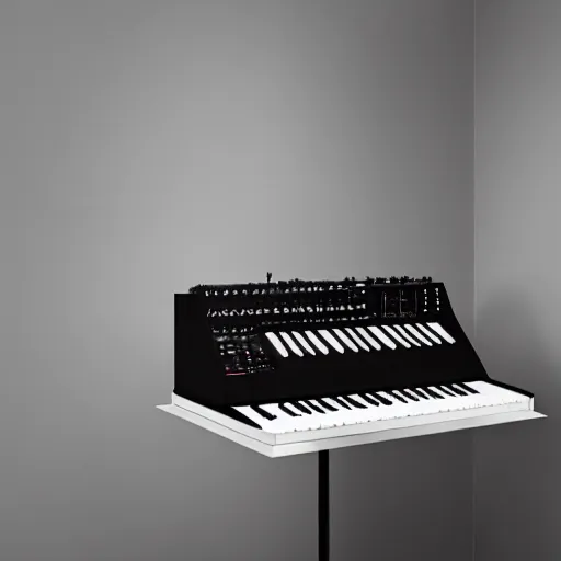 Prompt: on top photo of Love Hultén's synthesizer, dezeen showroom, dezeen, minimalissimo, archdaily, ignant, trending on behance, product design concept