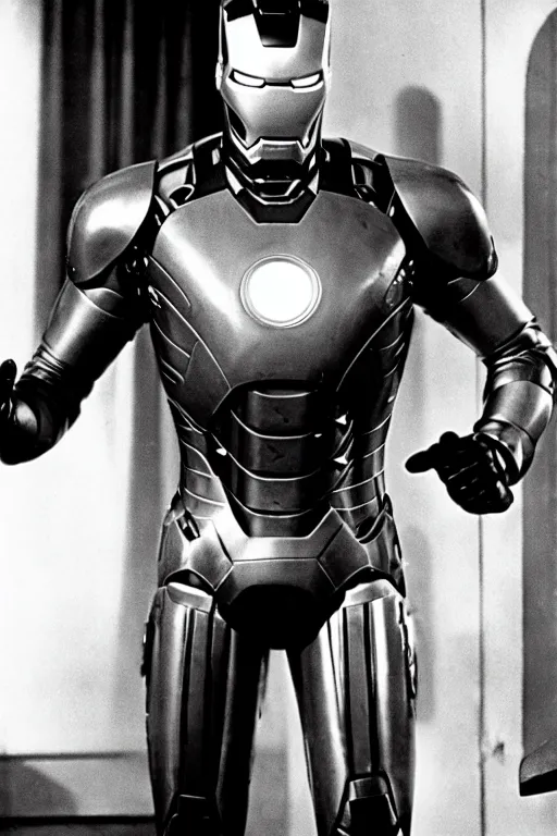 Image similar to cary grant as iron man. superhero movie set in the 1 9 5 0's