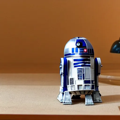 Prompt: miniature diorama of r 2 - d 2's living room