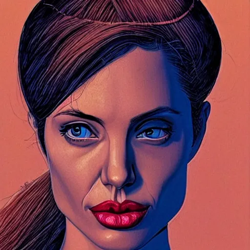 Prompt: “ angelina jolie retro minimalist portrait by jean giraud, moebius starwatcher comic, 8 k ”