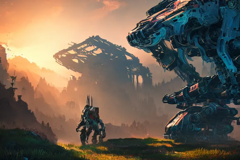 Image similar to stalker machine mecanical creature robot of horizon forbidden west horizon zero dawn bioluminiscence global illumination ray tracing hdr fanart arstation by ian pesty and alena aenami artworks in 4 k