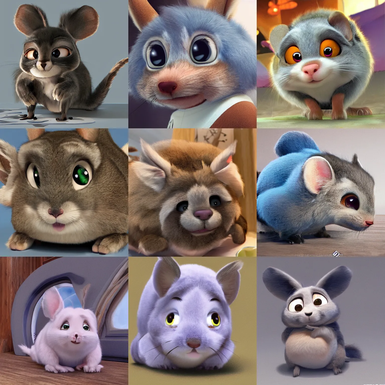 Prompt: very cute kawaii disney pixar chinchilla, detailed fur, concept artwork, 3 d render official art, zootopia, chinchilla animal, adorable design