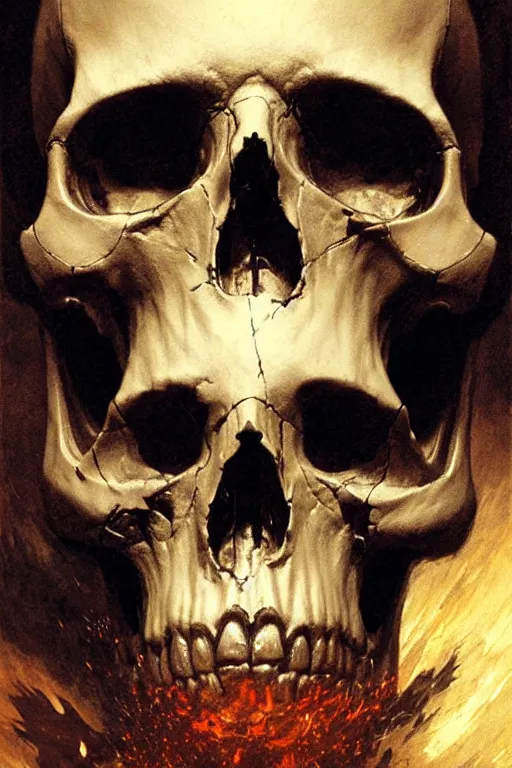 Prompt: skull with glowing runes etched into the bone, erupting out of a face, extreme close up, horrific, extreme detail, visceral, portrait dnd, painting by gaston bussiere, craig mullins, greg rutkowski, yoji shinkawa