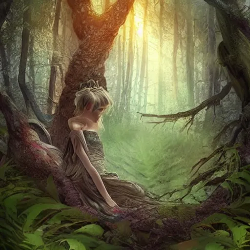 Image similar to forest trees, digital art, high details, magical, fantasy, https://media.discordapp.net/attachments/1005597369187958895/1006585564142776320/a_beautiful_fantasy_woman_makes_camp_under_a_large_mushroom_moss_dewdrops_rainstorm_watercolor_dramatic_lighting_cinematic_establishin_-H_704_-n_9_-i_-s_150_-S_664894794_ts-1660000276_idx-2.png