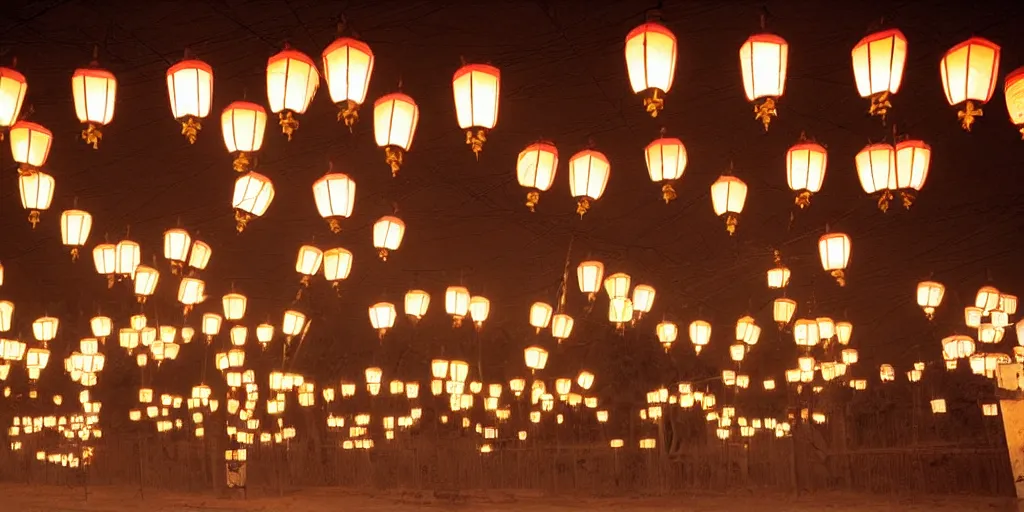 Prompt: japanese mosque, lit by lanterns, award winning photograph