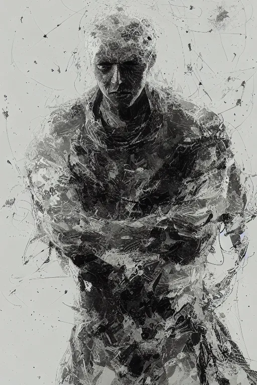 Image similar to portrait of a cosmic man, pen and ink, intricate line drawings, by craig mullins, ruan jia, kentaro miura, greg rutkowski