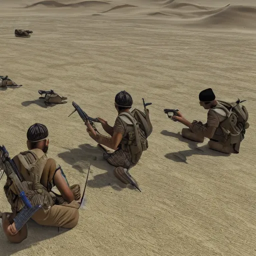 Image similar to muslim army in the desert very detailed 4 k detailed super realistic