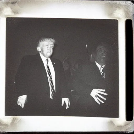 Prompt: “dark polaroid of Donald Trump in hell in the style of gothic horror”