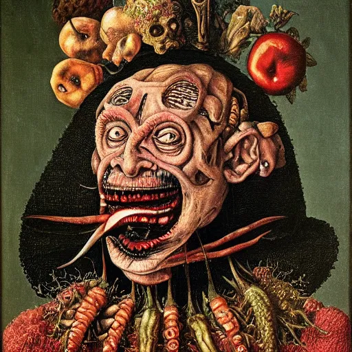 Prompt: portrait of evil by arcimboldo