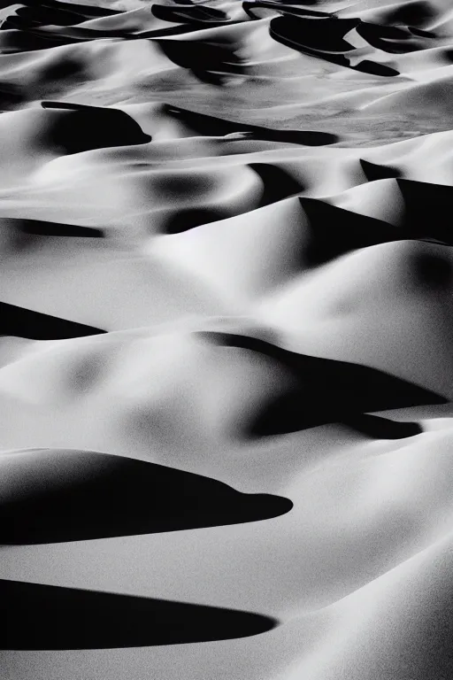 Image similar to a vast desert valley in the style of ansel adams with a marble statue of an ideal human in the middle of the foreground, black and white photography, raytracing, 8 k, octane render, volumetric, vivid, beautiful, hyperrealism