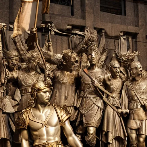 Image similar to julius caesar with his roman legion in tokyo, intricate detail, high resolution, ray tracing, dslr photo